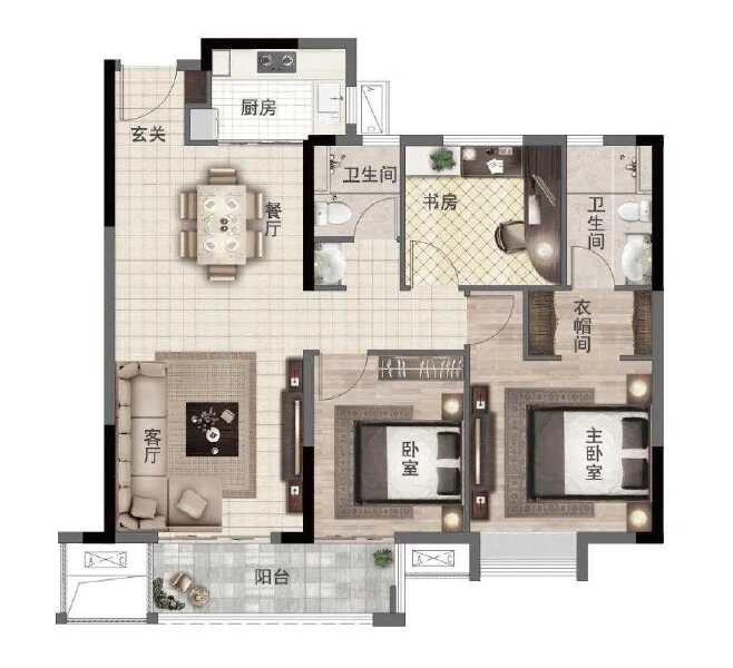 105平方米户型户型图