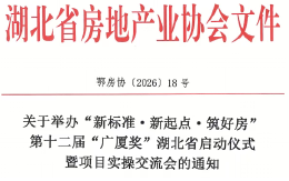 关于举办“新标准·新起点·筑好房”第十二届“广厦奖”湖北省启动仪式暨项目实操交流会的通知